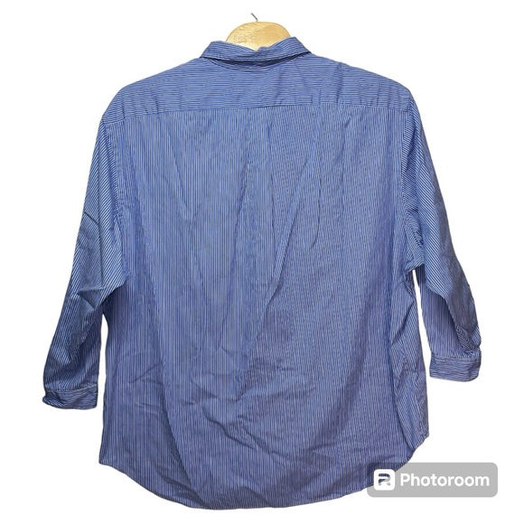 Ralph Lauren Classic Fit Blue Striped Button Down Men's Size 21 36/37 Tall - Picture 3 of 10